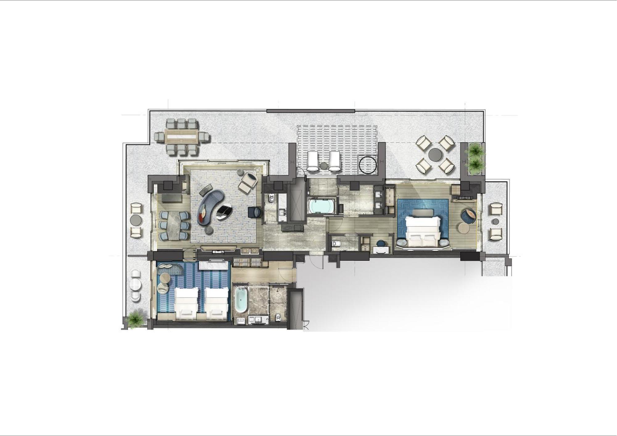 City Of Dreams Mediterranean - Integrated Resort, Casino & Entertainment Limassol Quarto foto Floorplan of a typical apartment