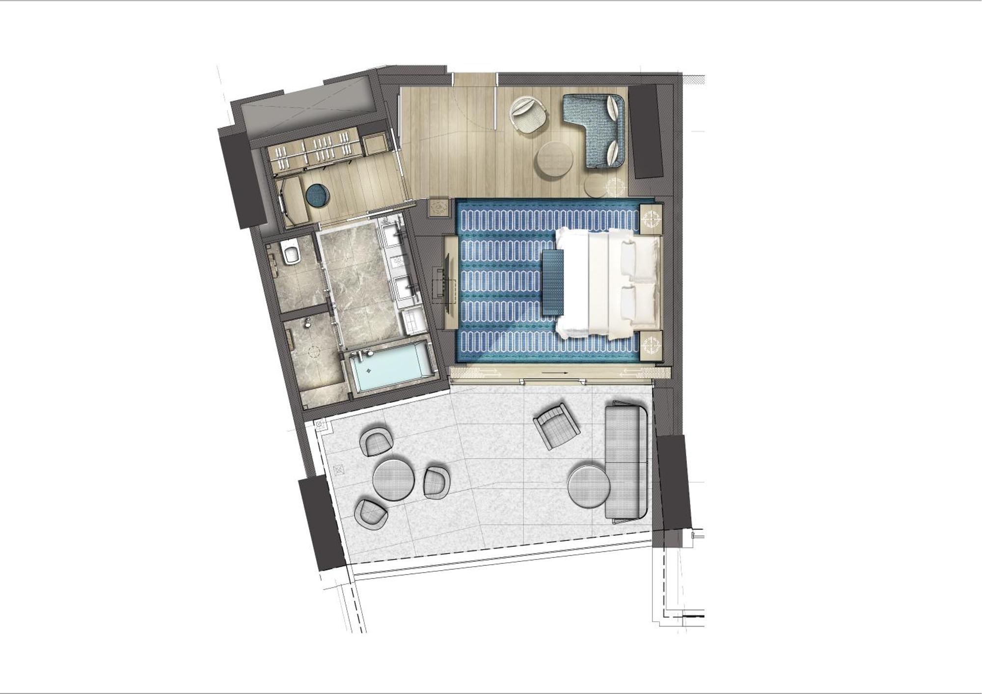 City Of Dreams Mediterranean - Integrated Resort, Casino & Entertainment Limassol Quarto foto Floorplan of a typical apartment